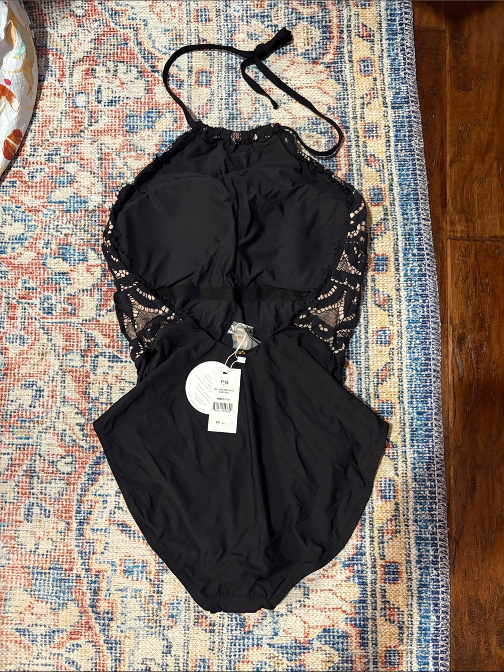 PQ Swim Midnight High Neck Lace One Piece Swimsuit SZ L NWT - Picture 4 of 5